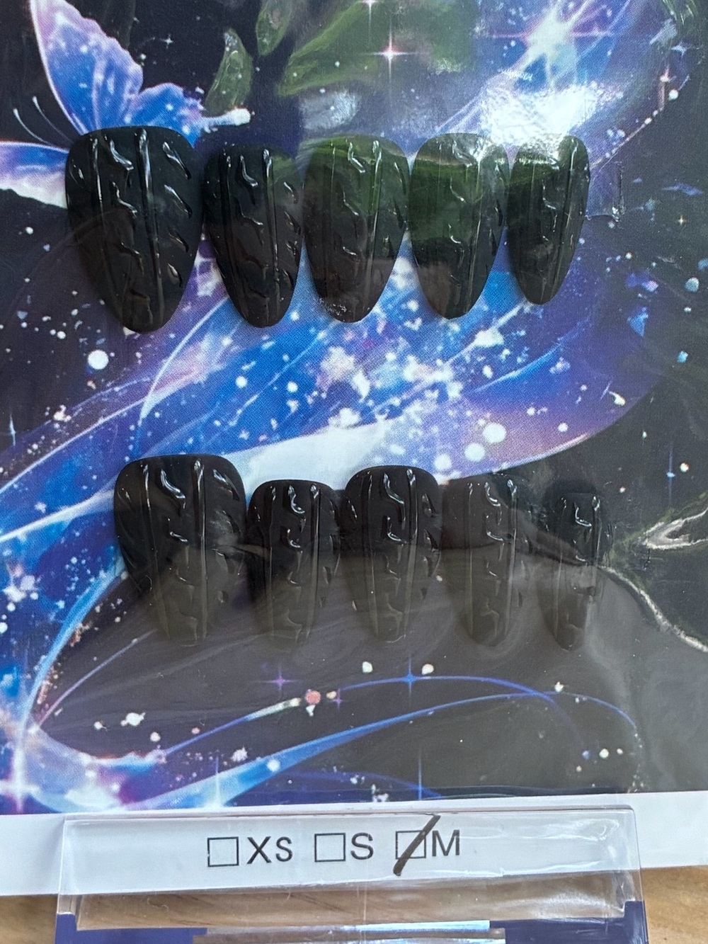 Textured Black Sweater Weather Press-On Nails | 3D Cable Knit Design